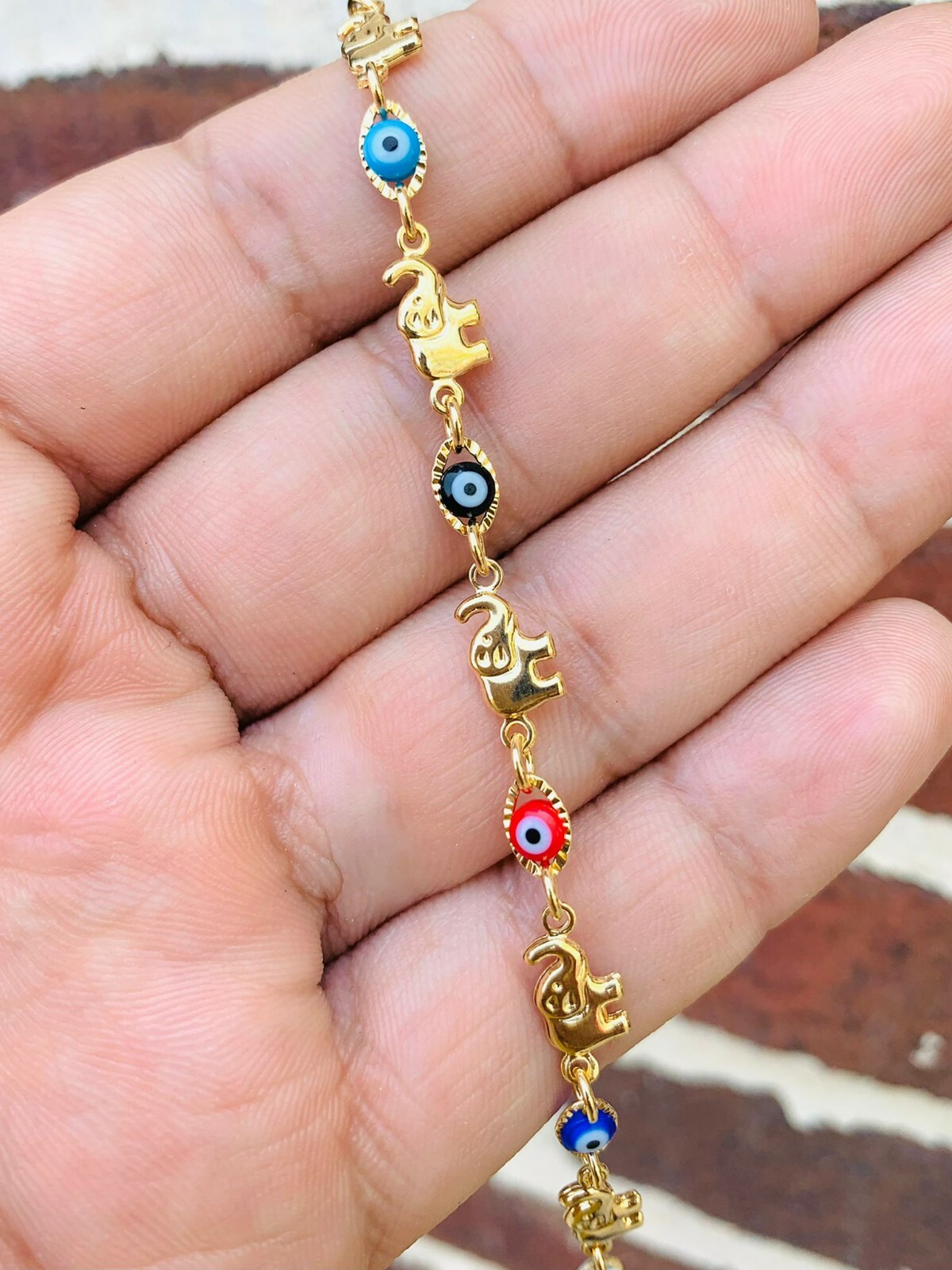 Evil Eye Elephant Bracelet Gold Filled / Kids Bracelet 5.5″/Pulsera Mal de Ojo