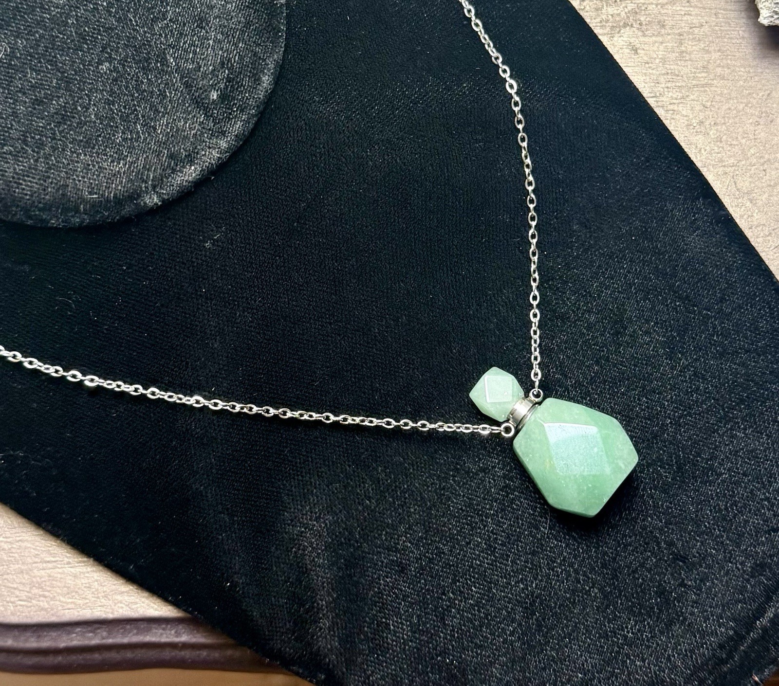 Green Aventurine Essential Oil Bottle Pendant Poison Potion Bottle Necklace