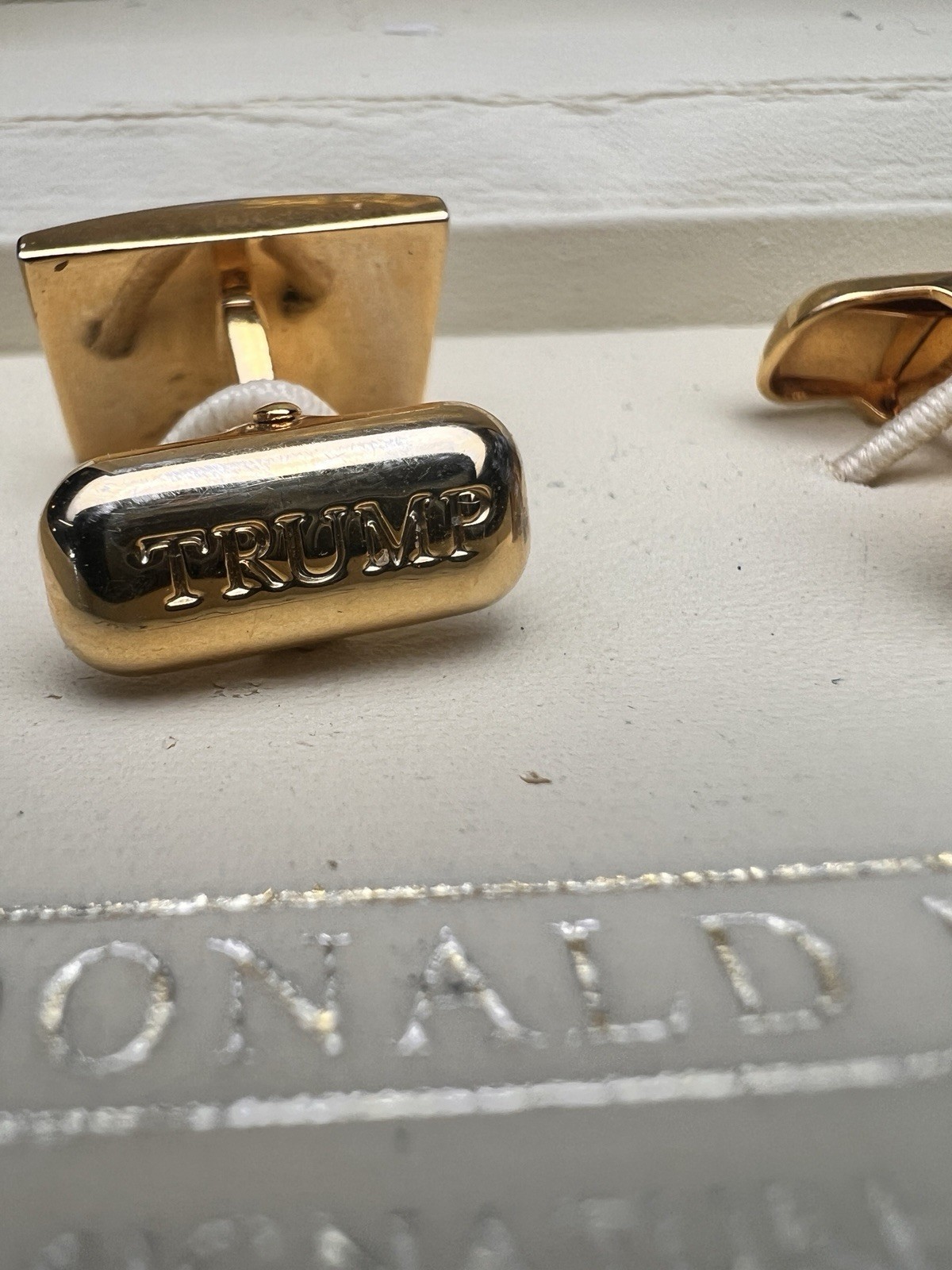 Donald Trump Signature Collection Banded Gold/Silver-Tone Face CZ Cufflinks