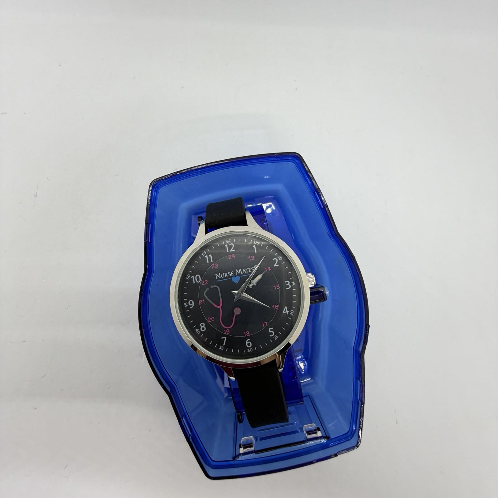 Nurse Mates Stethoscope nurse watch water-resistant silicone strap -Black