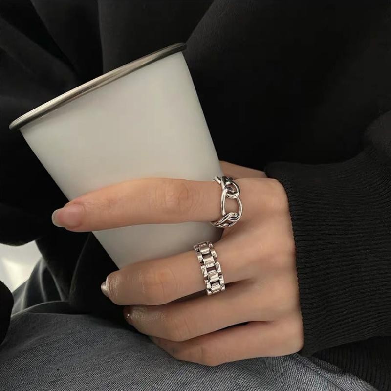 1/2PCS Style Retro Trend Ring Old Watch Strap Simple Opening Personality Ring