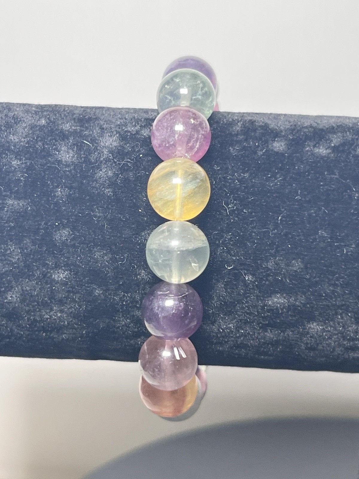 Rainbow Fluorite Beaded Bracelet – Stretchable (11 mm)