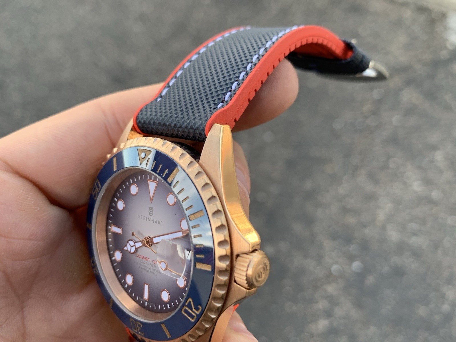 Steinhart Ocean One Stainless Steel Rose Gold Blue 42mm Automatic Watch
