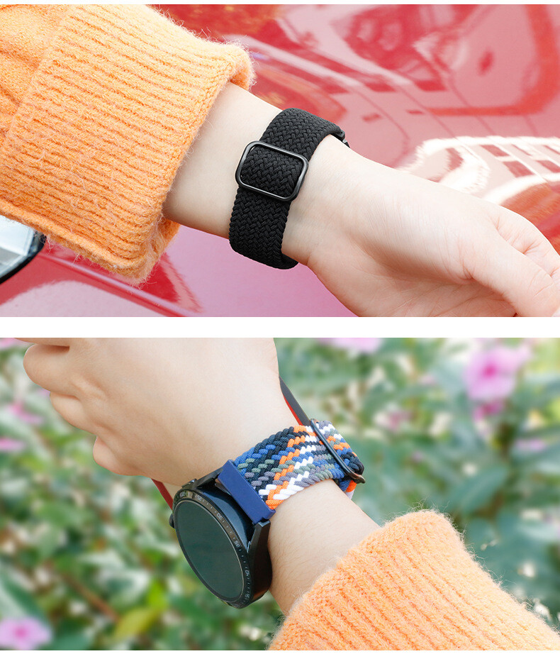 High Quality Adjustable Nylon Braided Elastic Sport Watch Band Strap 20mm 22mm