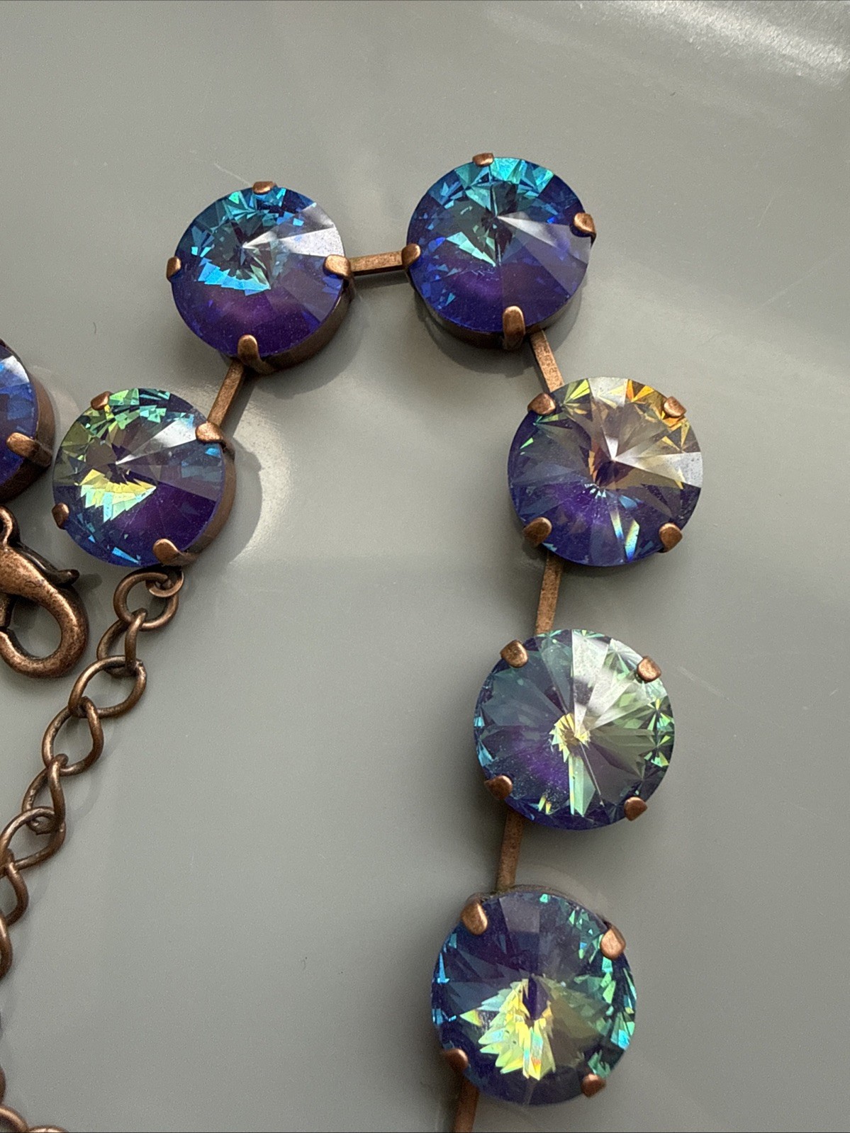 Authentic Sabika Manhattan Choker Necklace 15mm Iridescent Blue Teal Crystal