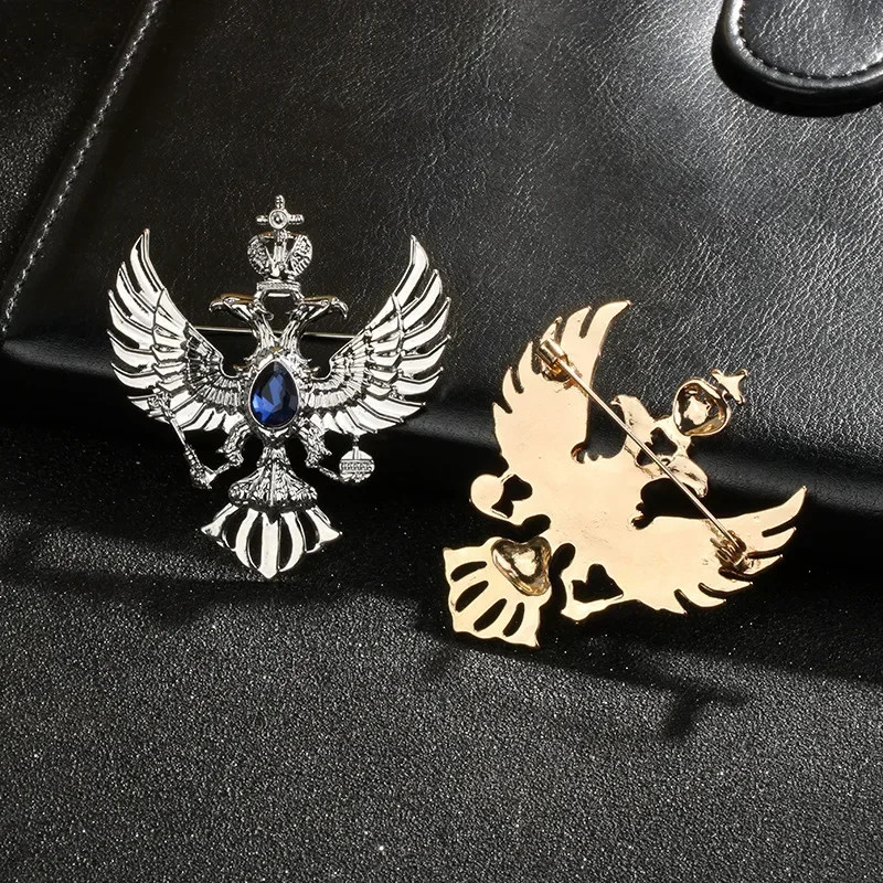 New Vintage Crystal Eagle Brooches Crown Men’s Suit Coat Badge Corsage Collar