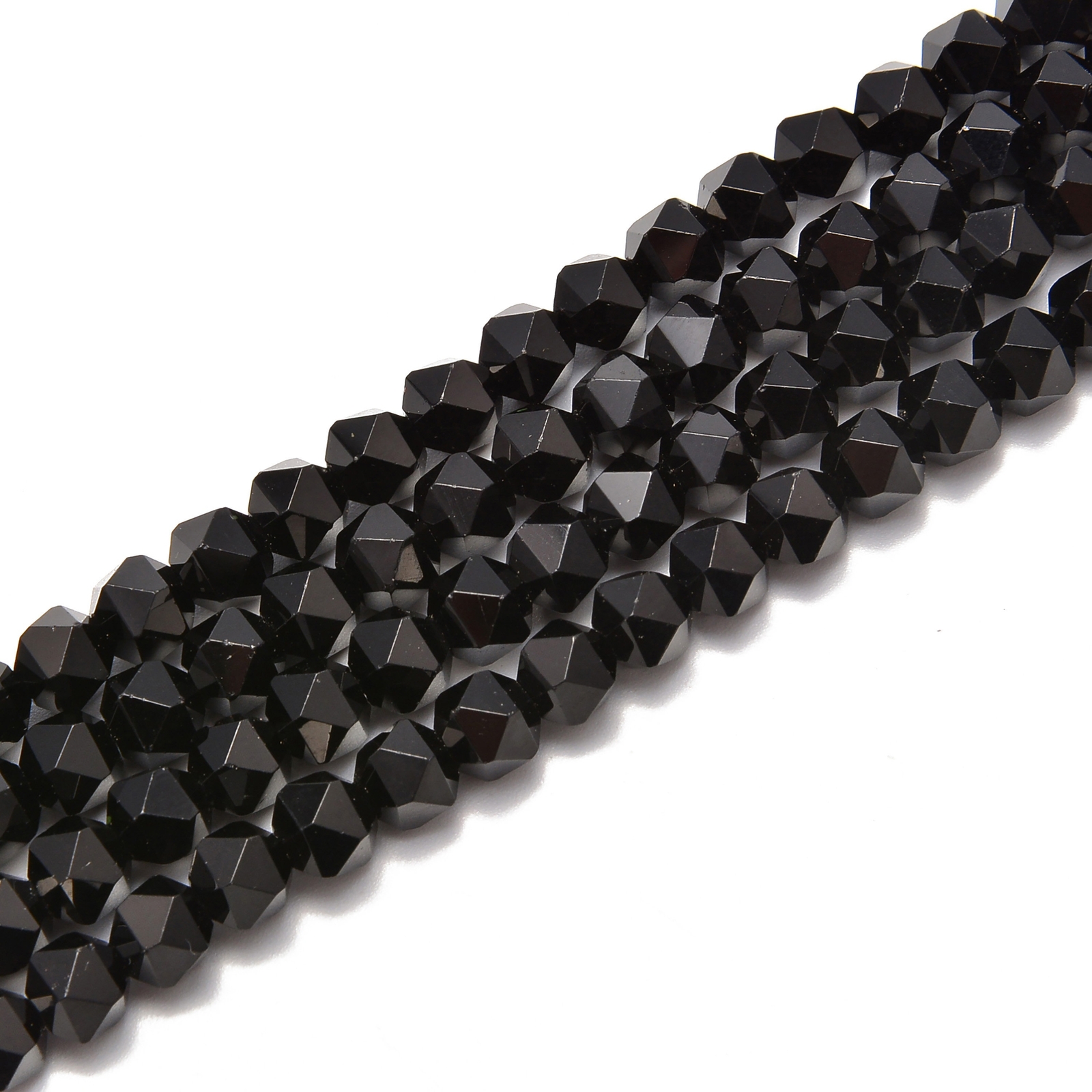 Black Onyx Smooth Faceted Star Cut Beads 4mm 5mm 7mm 9mm 15.5″ Strand