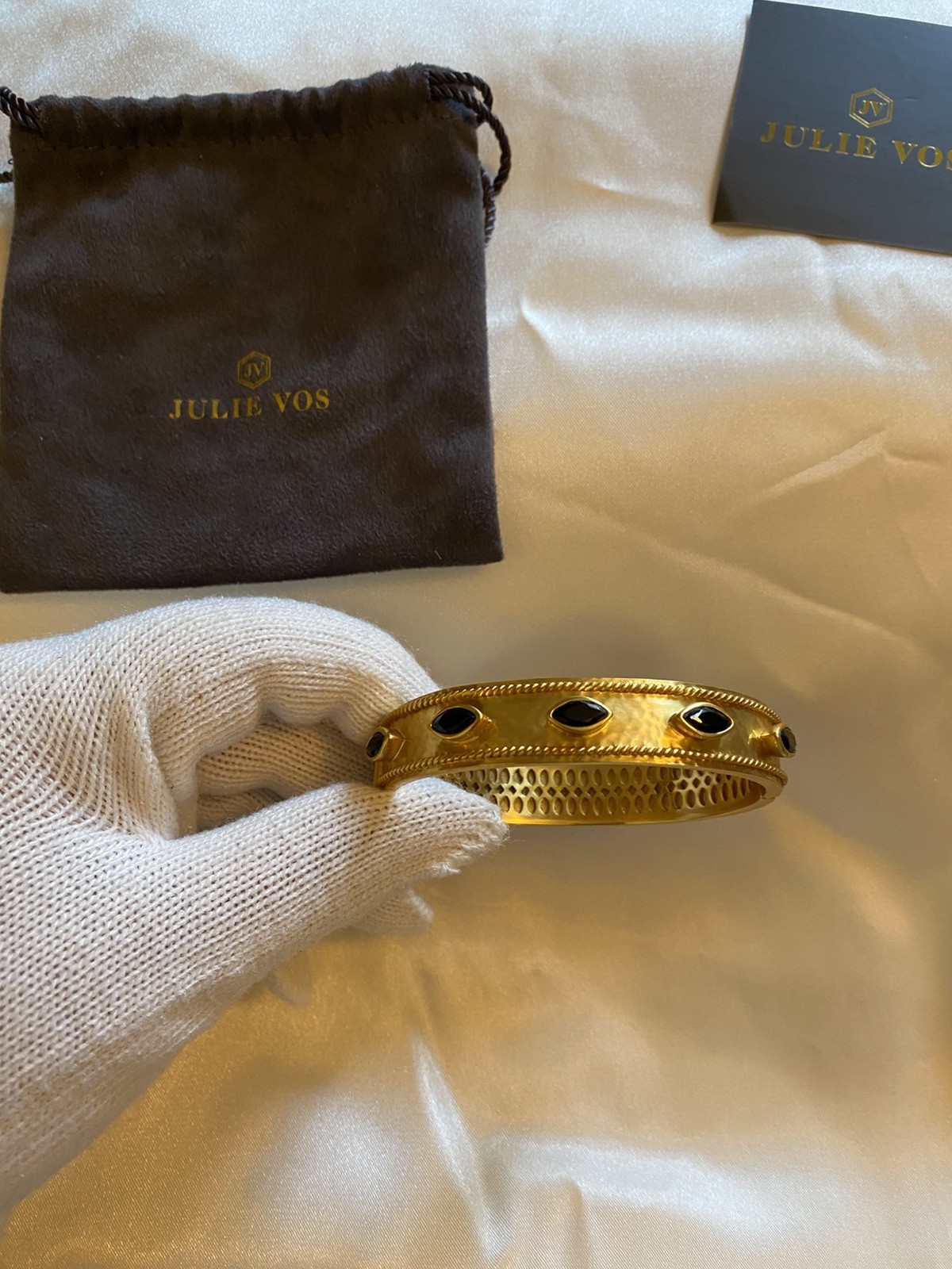 NEW Julie Vos Hinged Bangle Bracelet And 24k Gold NWOT