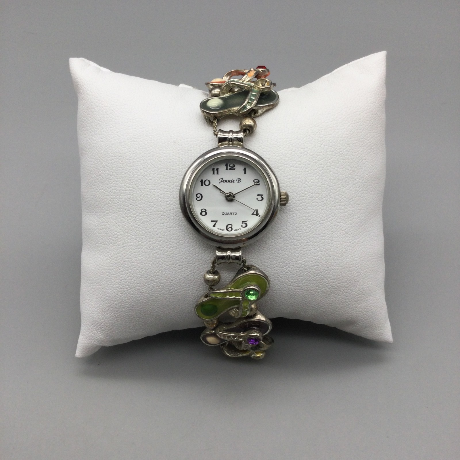 Vtg Jennie B Beach Watch Womens 23mm Slide Charm Bracelet New Battery 7.5″