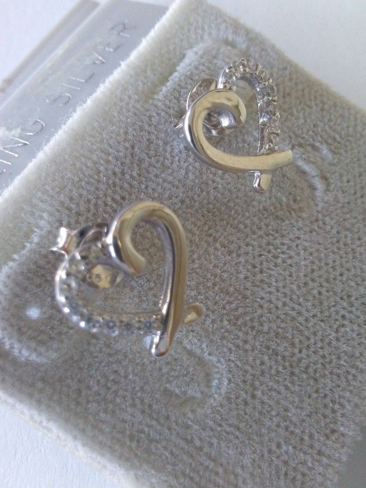 .925 STERLING SILVER Heart Earrings Micro paved cubic zirconia CZ new item