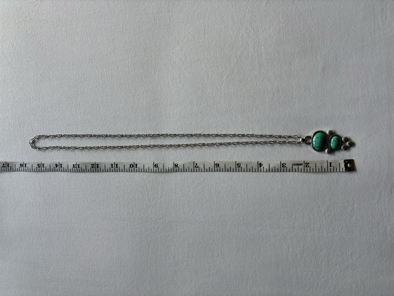 Boho Chic Vintage Style Faux Turquoise Double Tier Oval Link Pendant Necklace