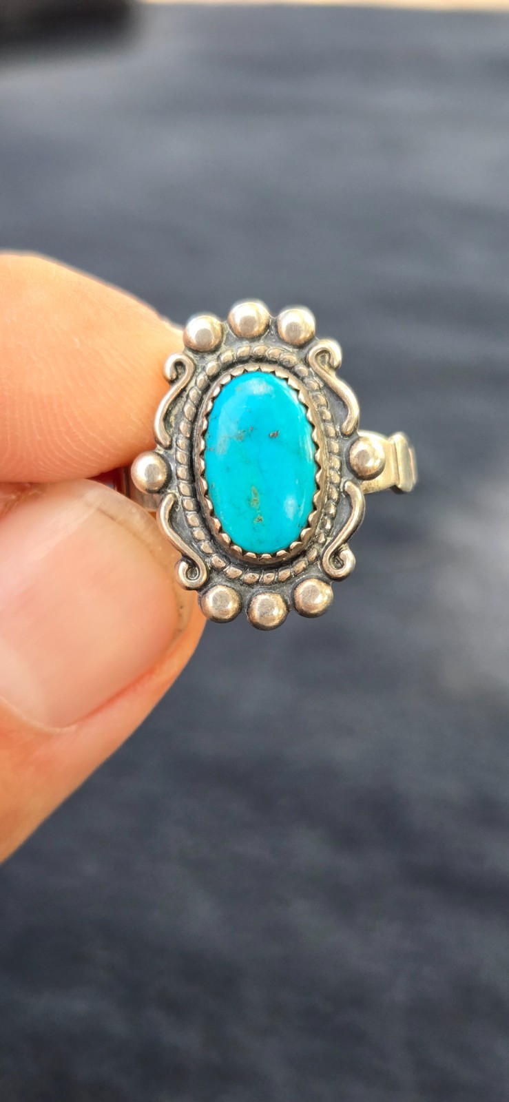 1940’s SW Native Style Sterling Silver Turquoise Wheeler Manufacturing Ring Sz 9