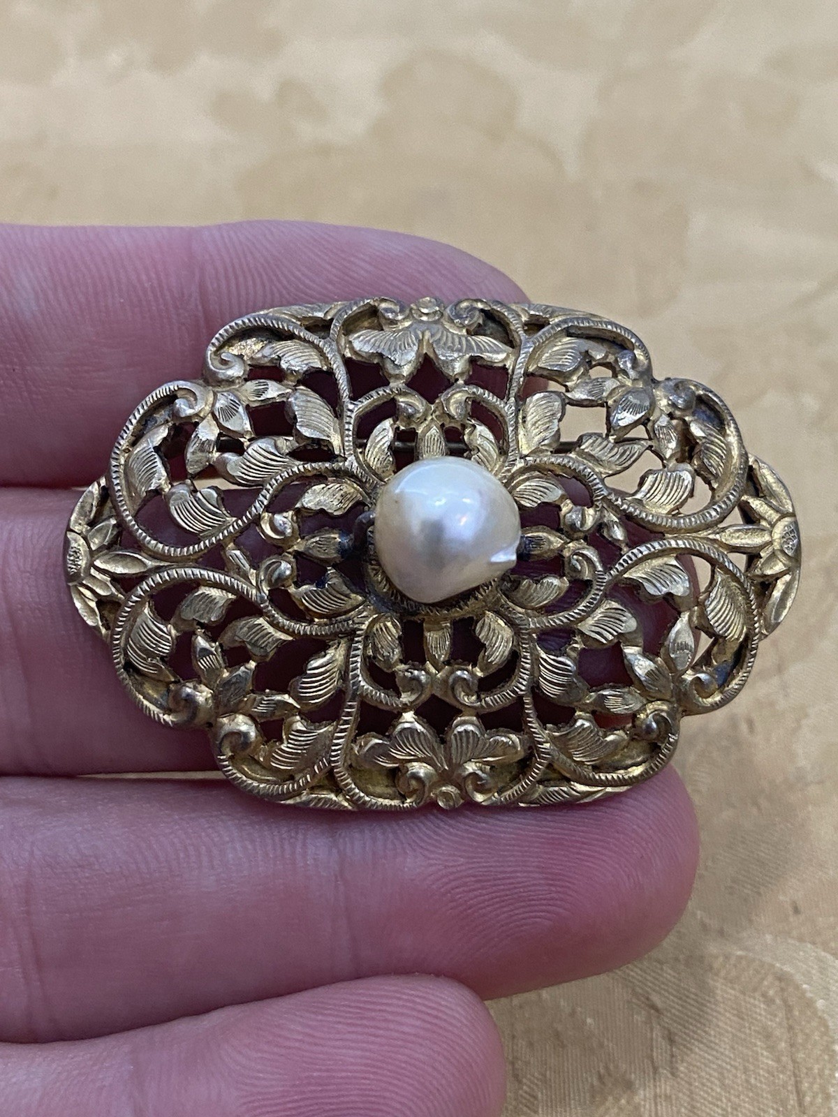 Vintage Sterling Silver 925 Tested Estate Acquired Chinese Export Brooch Pin
