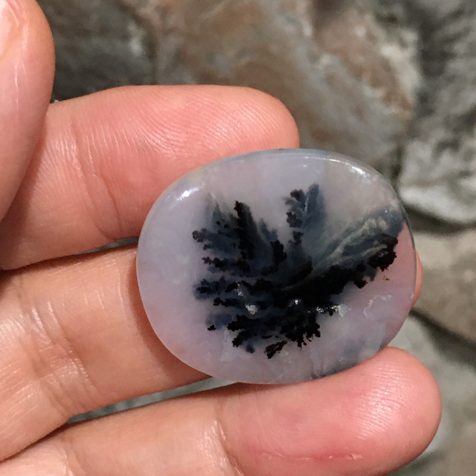 30.5x27x6mm Dendrite Agate Picture Cabochon Loose Stone