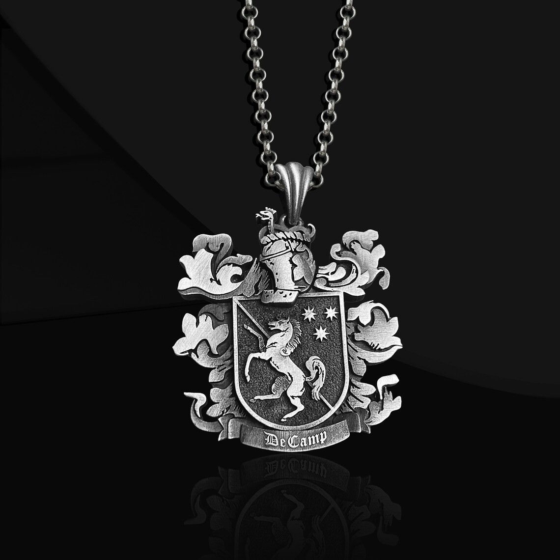 Coat Of Arms Necklace 925 Sterling Silver Family Crest Necklace Duty Free