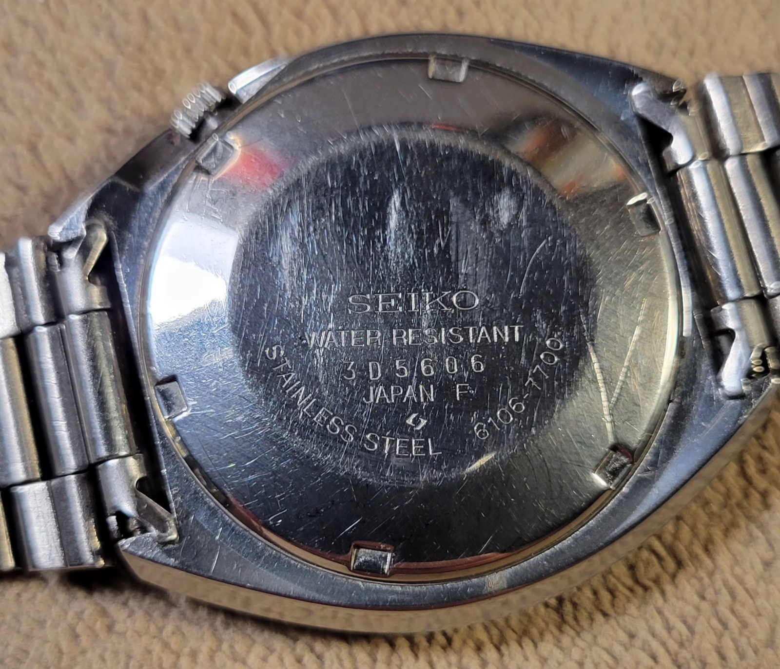 Vtg 70s Seiko 5 Actus 38mm Automatic Men’s Watch Blue Dial SS Daydate 6106-7700
