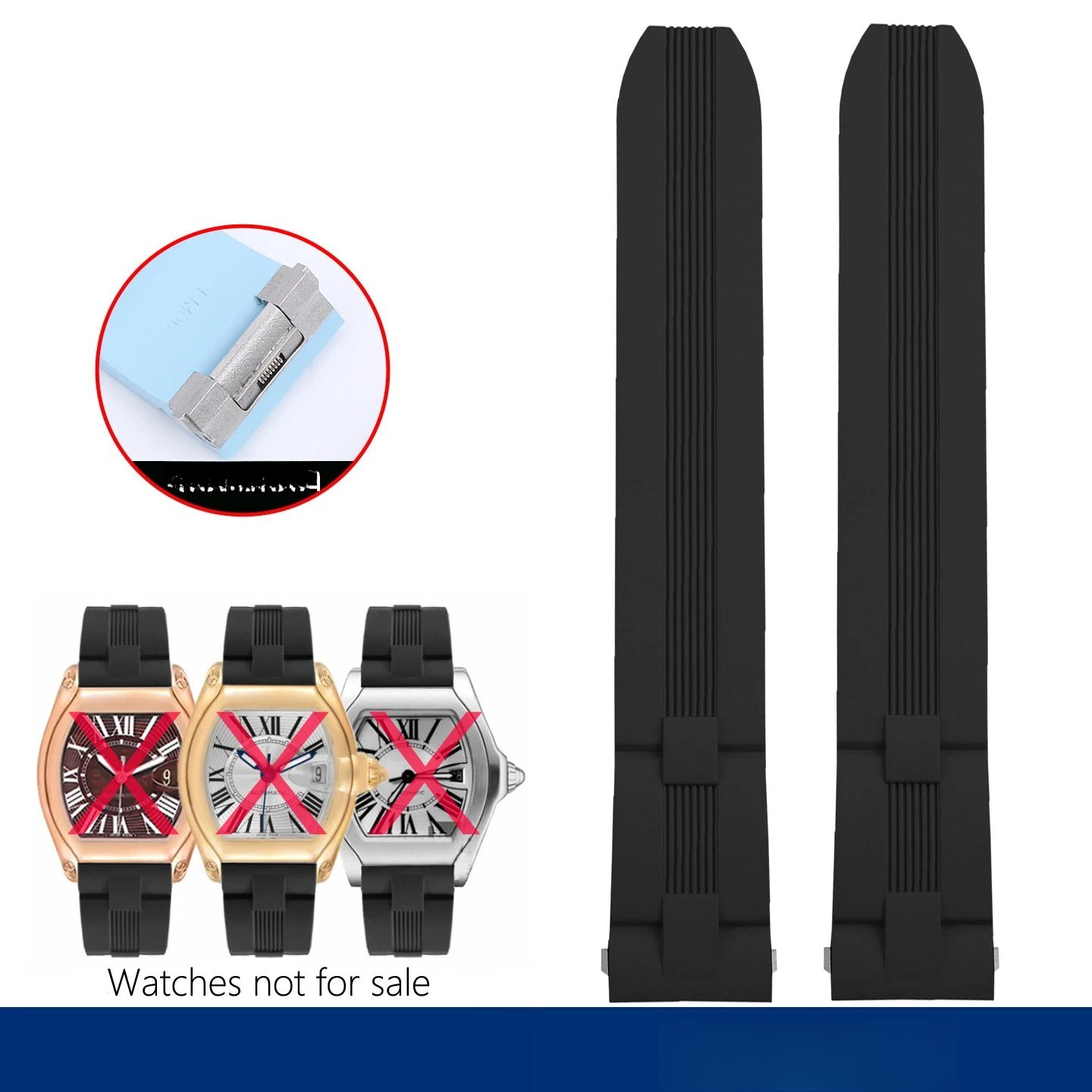 Men’s 19mm Quick Release FKM Rubber Strap for Cartier Roadster Folding Buckle