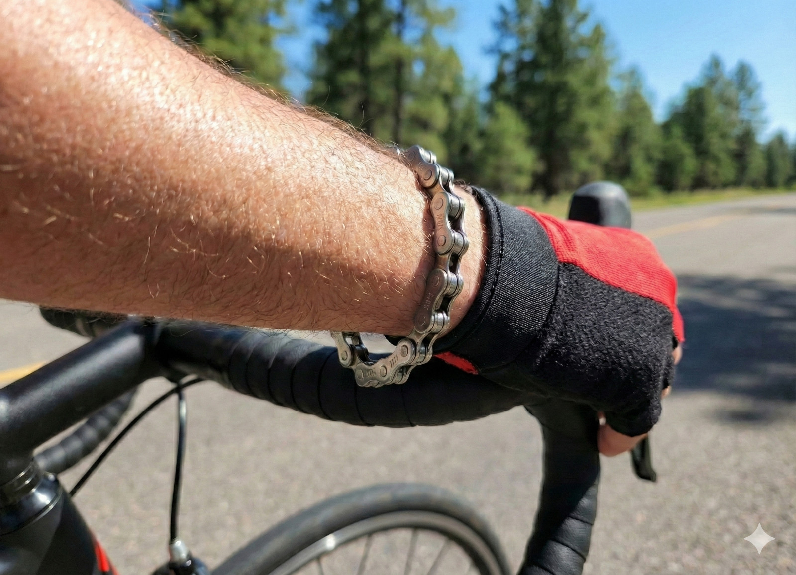 Cyclist Chain Bracelet Men Heavy Duty Industrial Steel Goth Bonus Biker Keychain