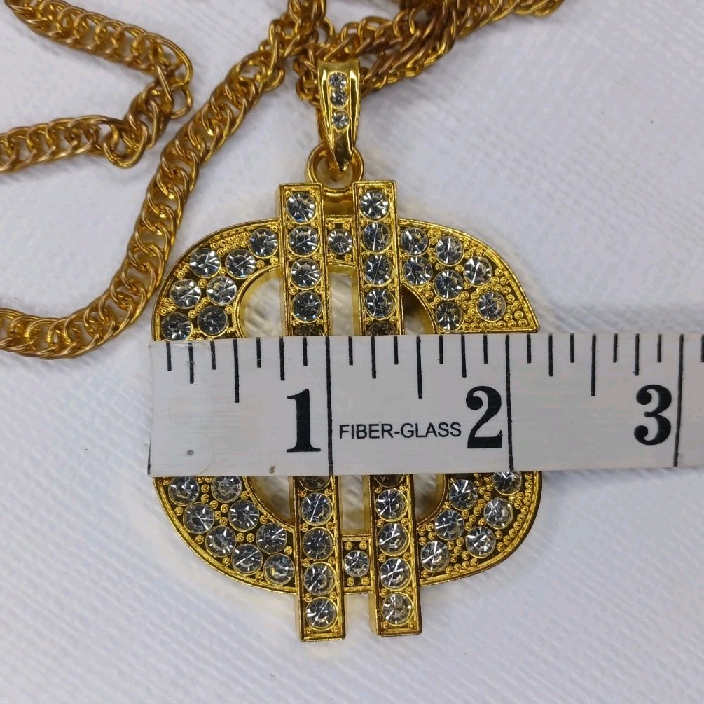 Dollar Sign Bling Metal Necklace Hip Hop Costume Jewelry Accessory