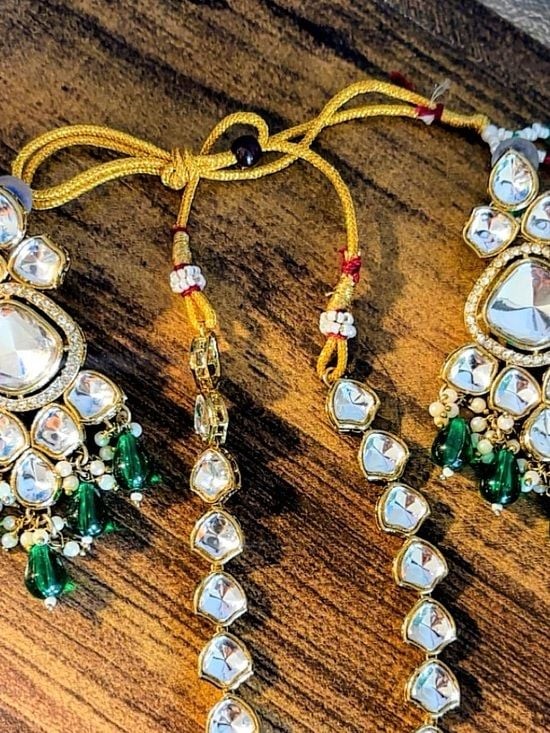 Light Weight Long Necklace Earring Set – Sheesha Kundan (Mirror and Glass).