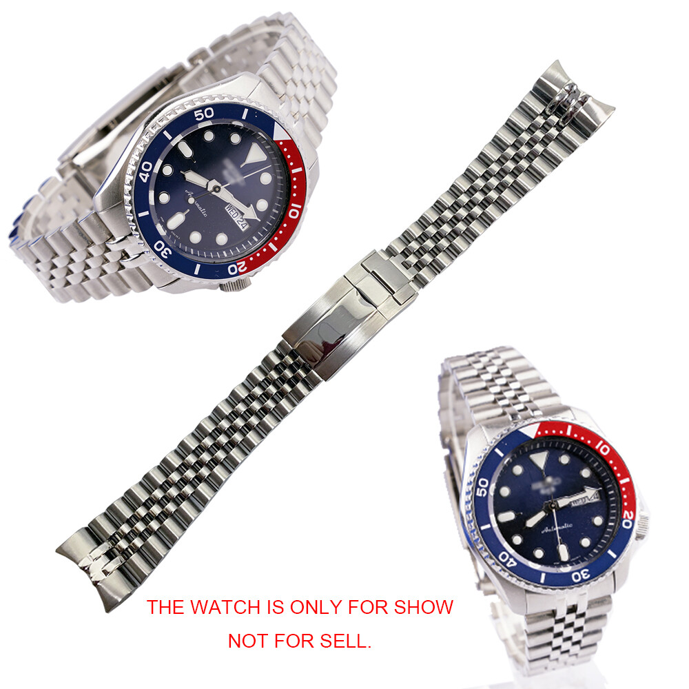 22mm 316L Steel Solid Curved End Jubilee Watch Band Bracelet For Seiko5 SRPD53K1