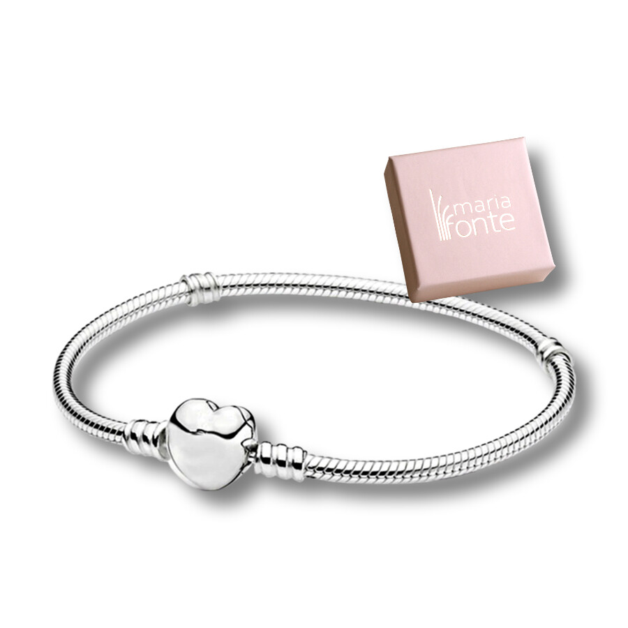 MariaFonte Soft Bracelet Heart Clip Clip Clip 925 Silver Flexible