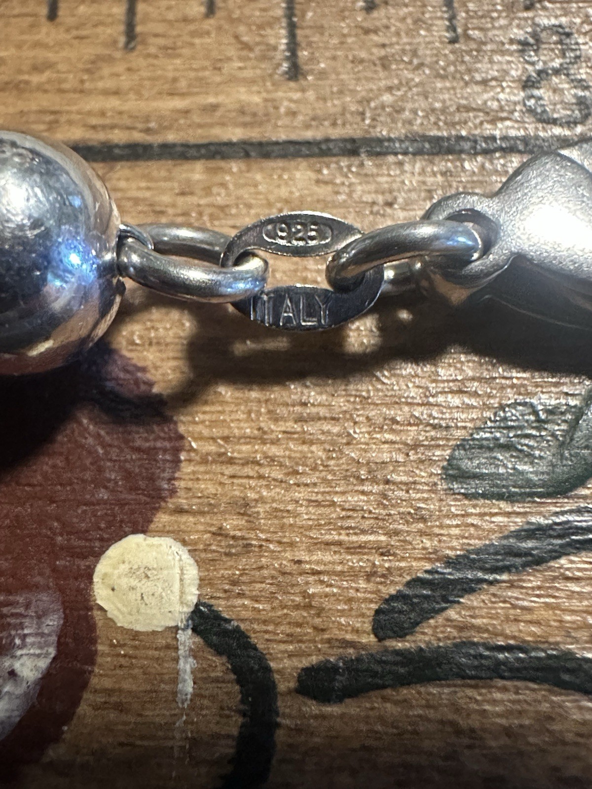 Vtg Italy Signed 925 Sterling Silver 2-toned Ball Bead & Spacer Bracelet 8”