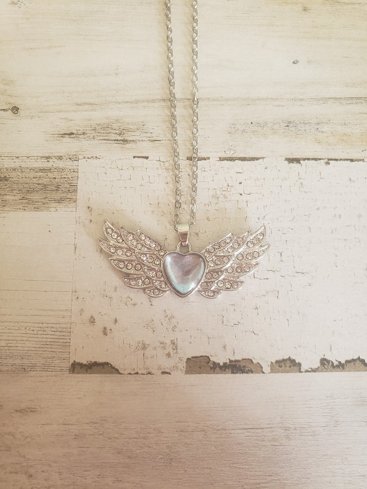 Wings necklace heart blue love jewelry angel cute girl gift pretty beautiful