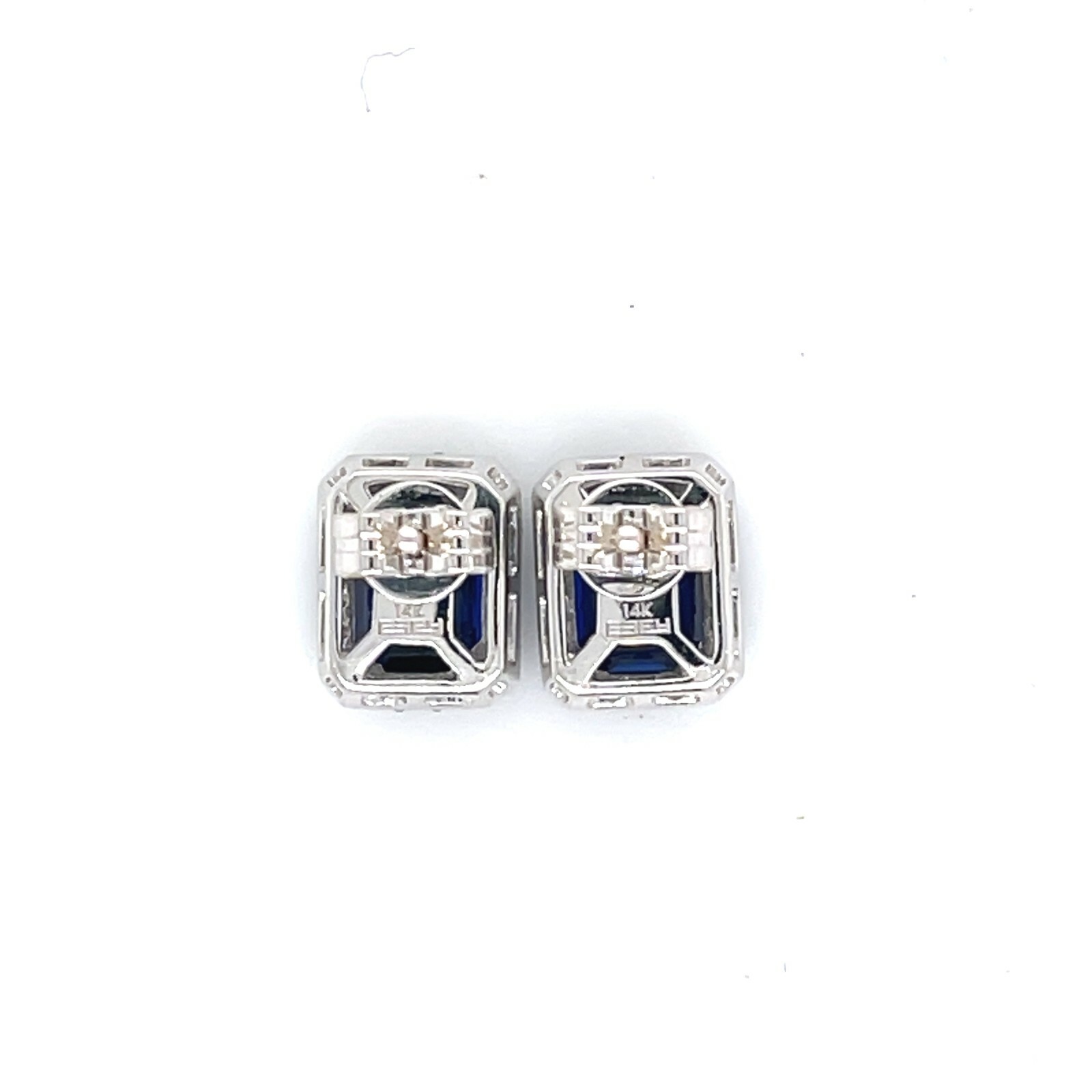 Estate 14k White Gold 2.2 c.t.TW Diffused Blue Sapphire Halo Diamond Earring