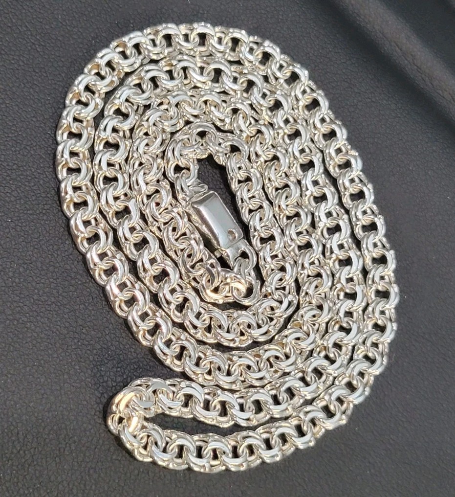 925 sterling silver Chino Link 20″ 5mm Chain Simple Lock 21.4g Solid Cadena