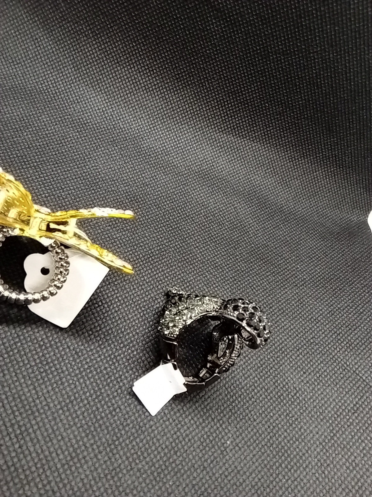 Chunky New Rhinestone Rings Butterfly Yellow White Silvertone Octopus Black Gray