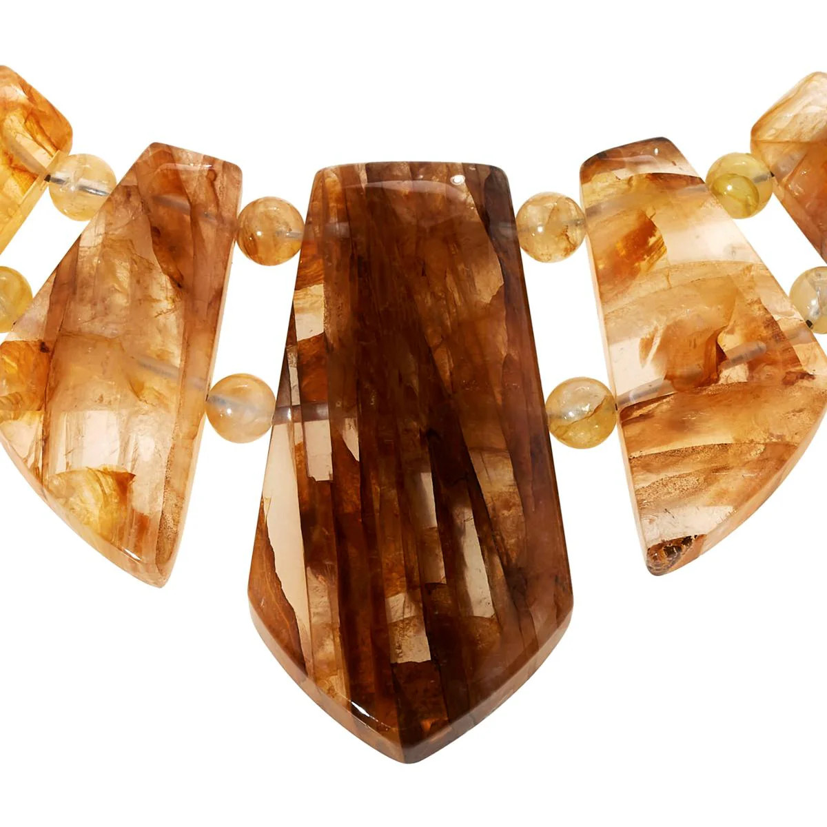 Jay King Sterling Silver Yellow Quartz Necklace 18″ Madagascar Stones