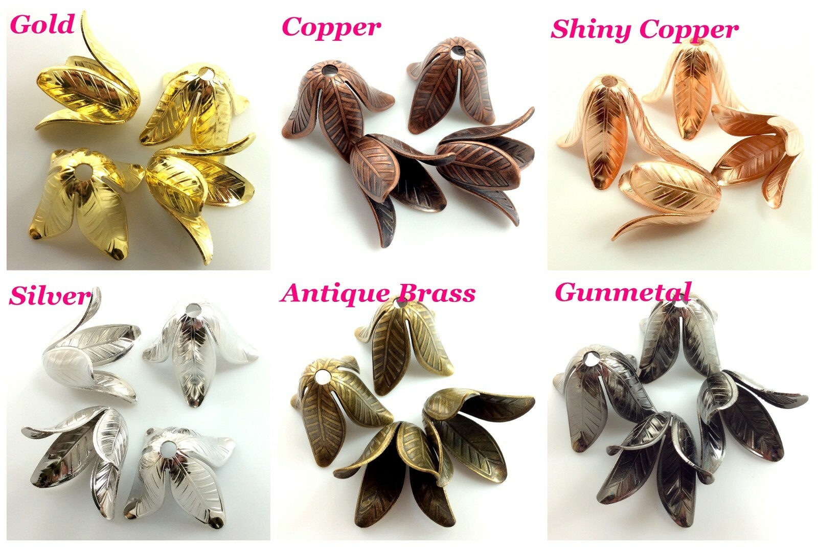 Tulip Rosebud Flower Cap Gold Silver Rose Copper 18x16mm 4pcs Jewelry Finding