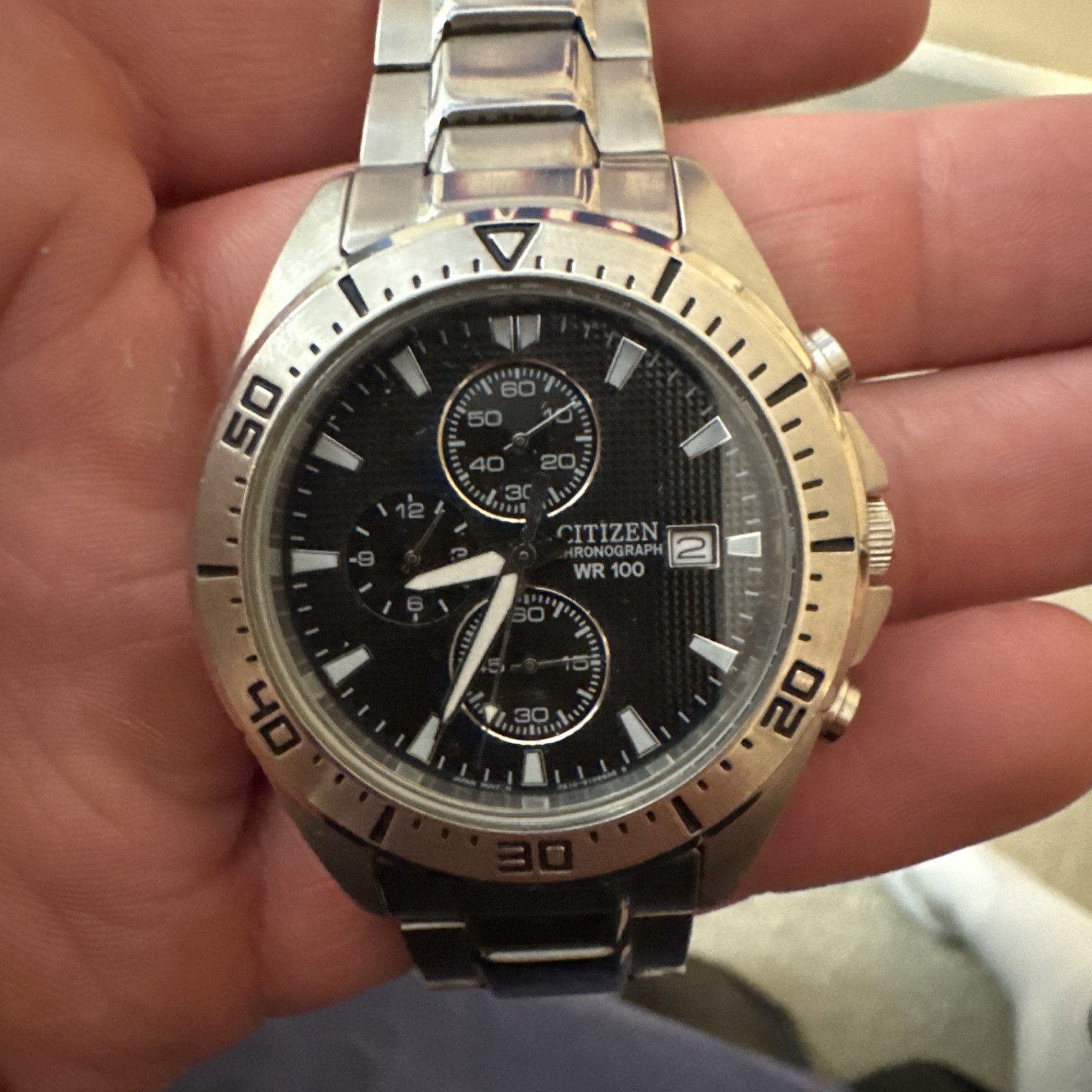 Citizen AN3460-56E Stainless Steel Black Dial Chronograph Men’s Watch