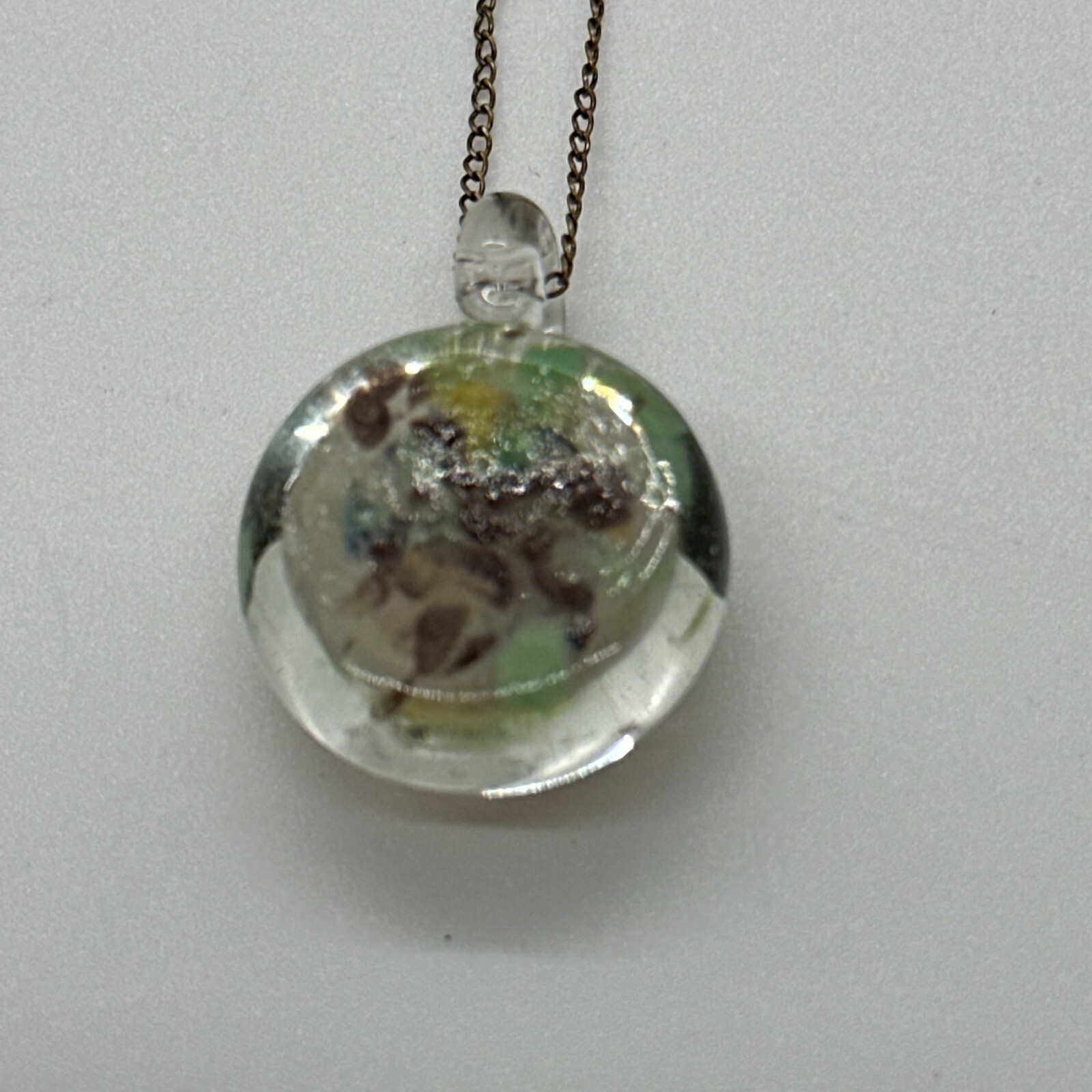 Art Glass Pendant Murano Style Green Yellow Blue Brown