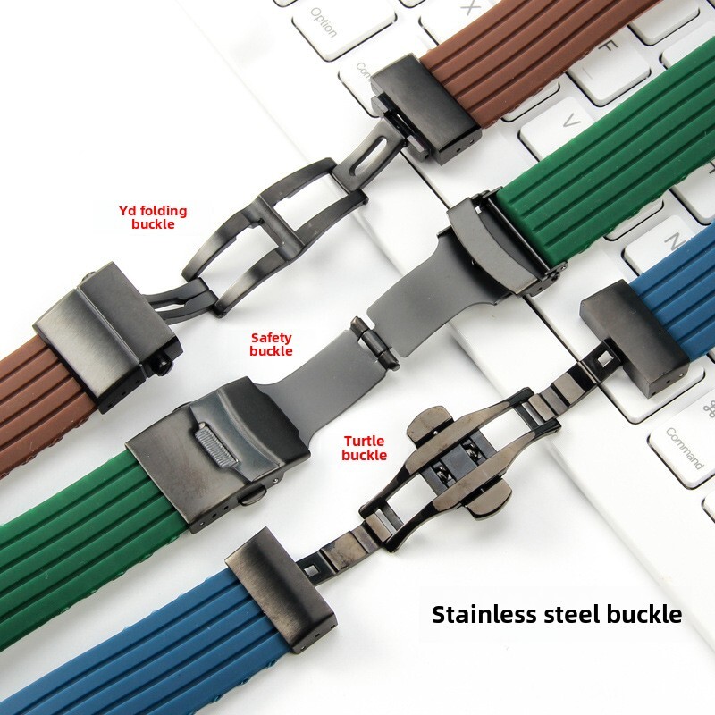 Premium Flat Stripe Silicone Watch Band Waterproof Rubber Strap 18 20 22 24mm