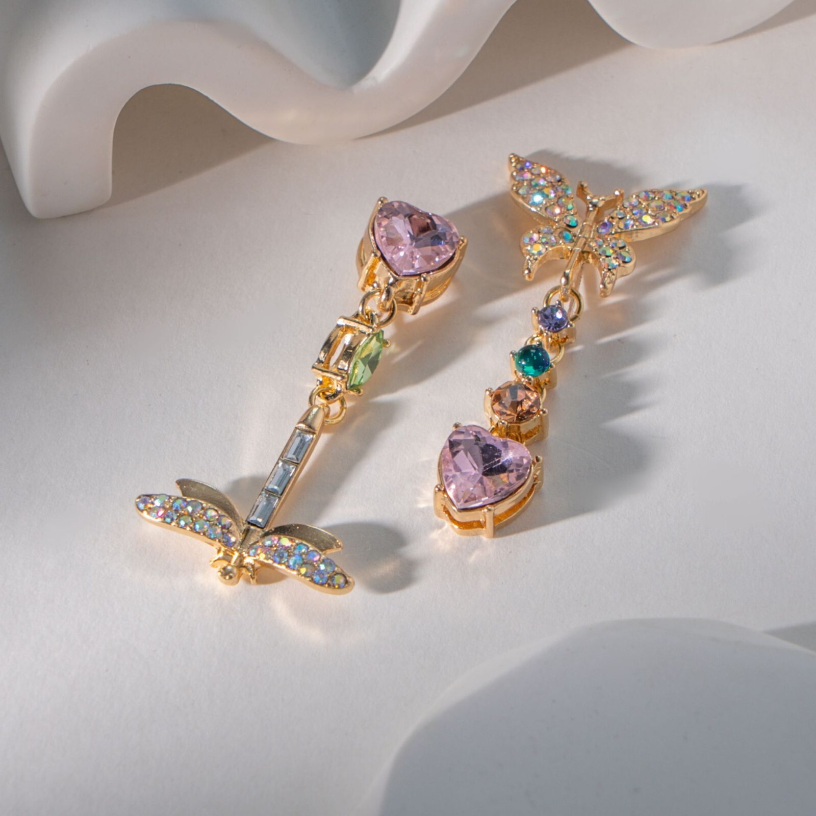 Asymmetrical fresh sweet earrings stud earrings female Earings