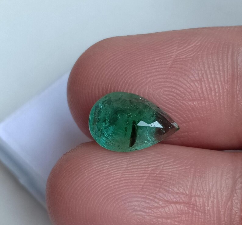 Top Quality Emerald Pear Shape Unheated Untreated Gemstone Ring Size 2.75 Ct