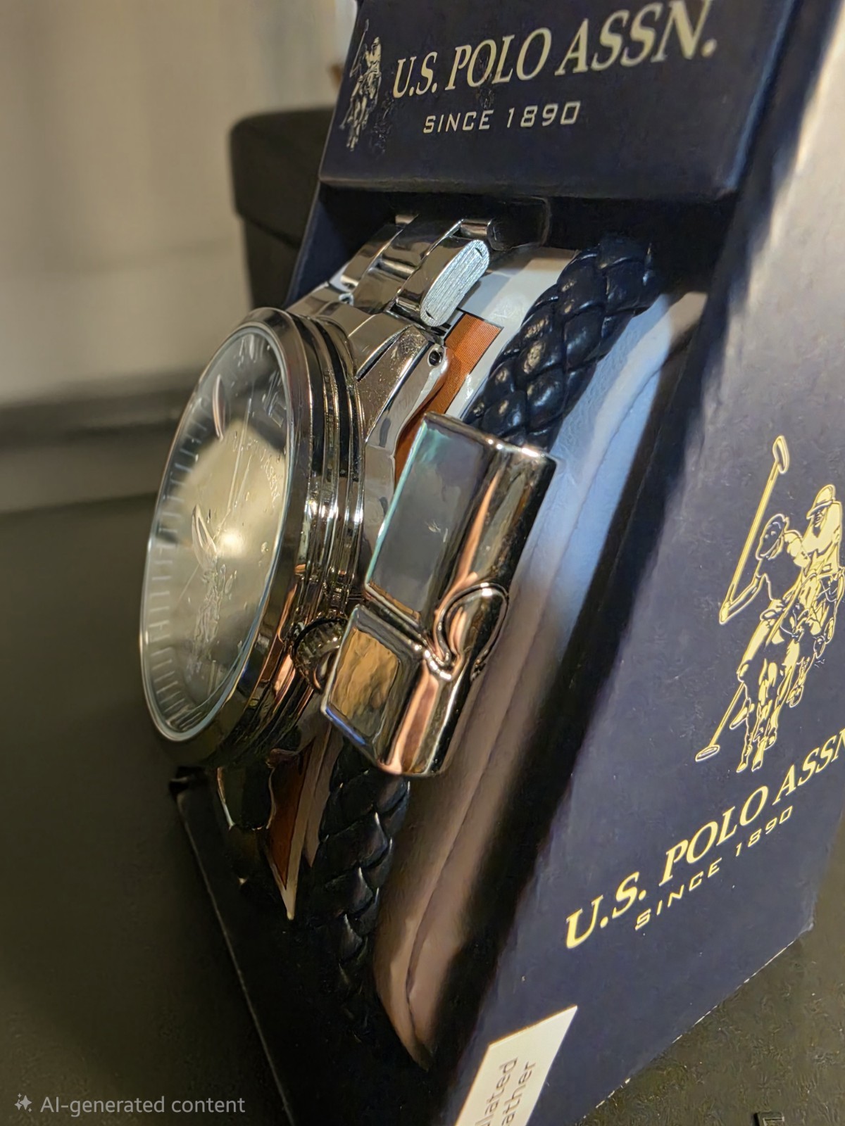 U.S. Polo Assn. Men’s Quartz Analog Black Dial Silver Metal Bracelet w/ Box