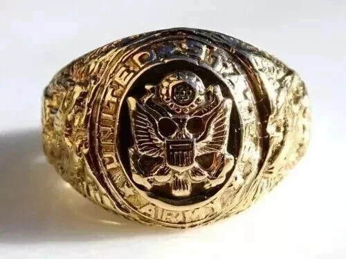 US Army Vintage Mens Customize Aggie Ring Military Ring 14k Yellow Gold Plated