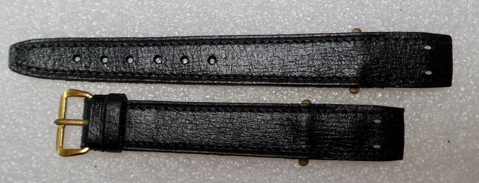 VINTAGE GENUINE LEATHER – Black Open Ended Watch Strap 16mm – New Old Stock –