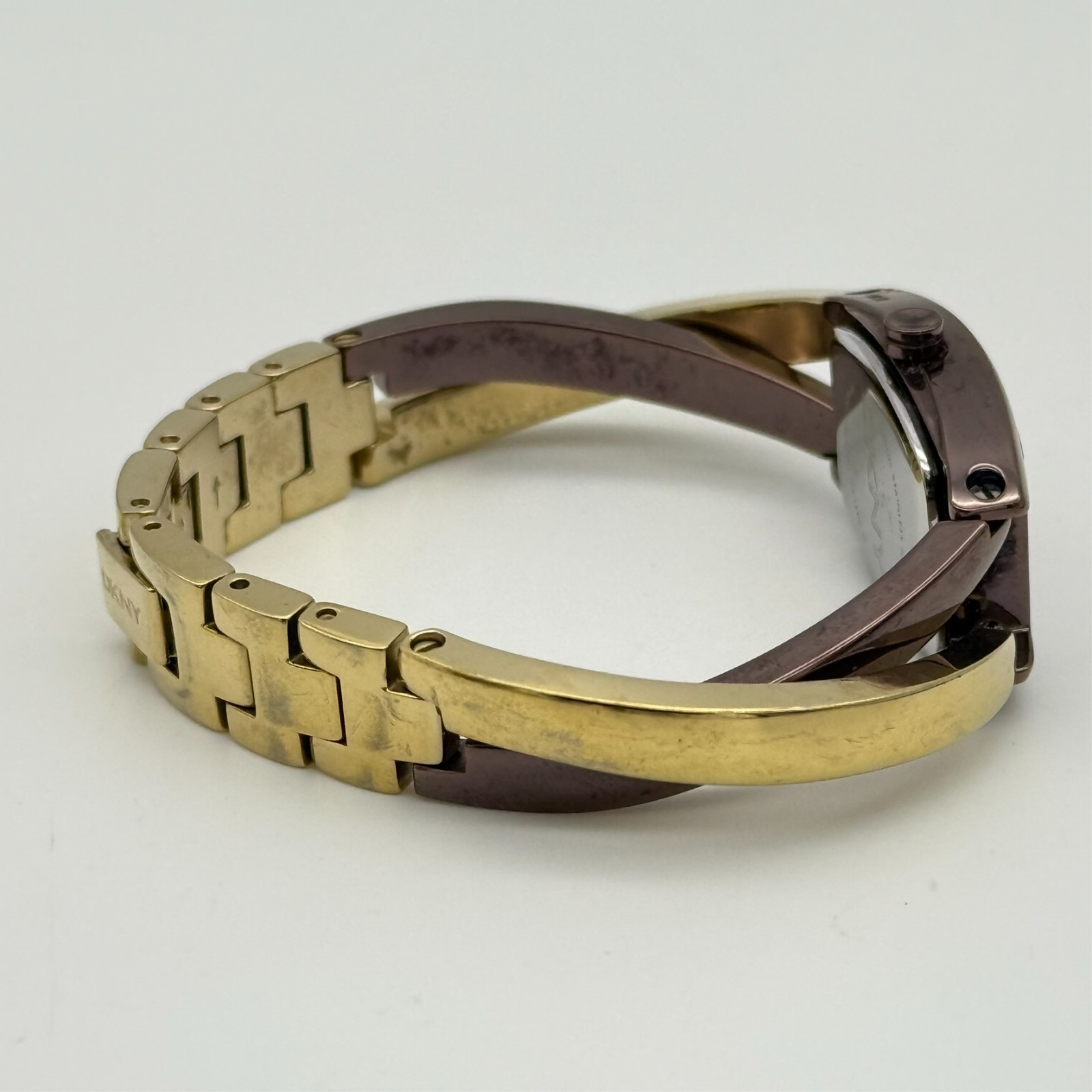 Women’s DKNY Brown/Gold Tone Solid Stainless Steel Petite Bracelet Watch NY4285