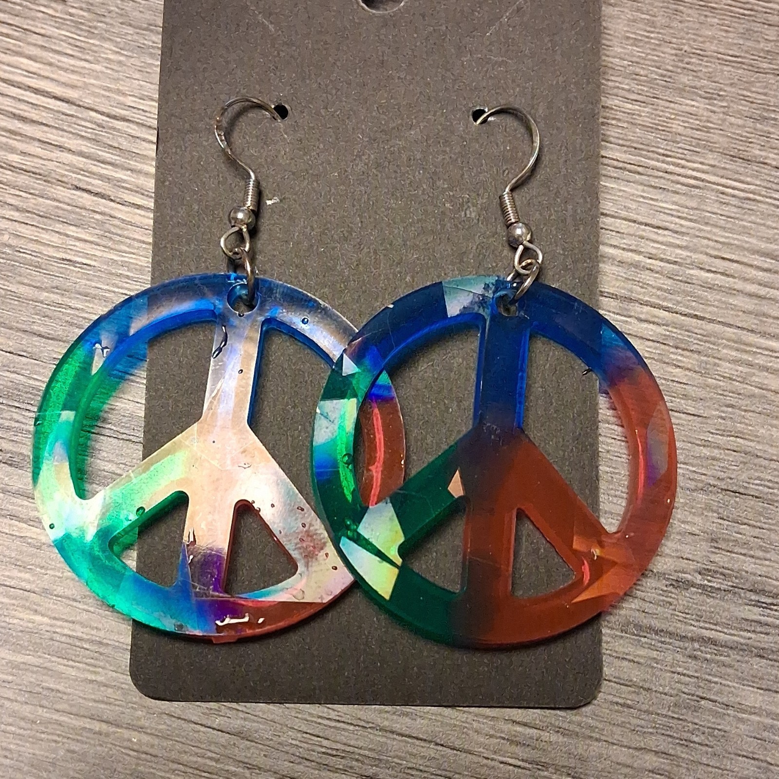 Multicolor Round Peace resin Dangle/Drop Hook Earrings for Lobe