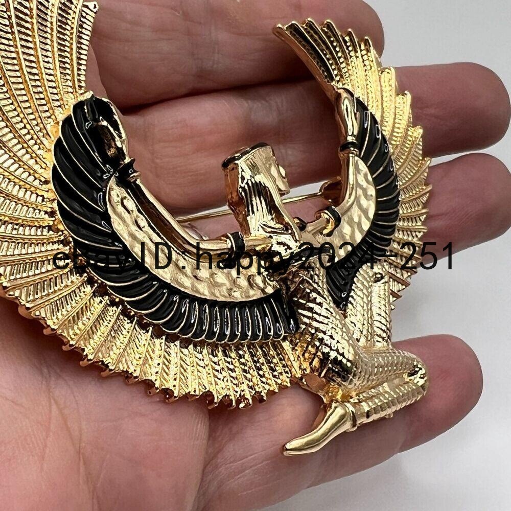 Vintage Brooch Large Egypt Fairy Brooch Pin Enamel Flying Eagle Lady Party Gifts