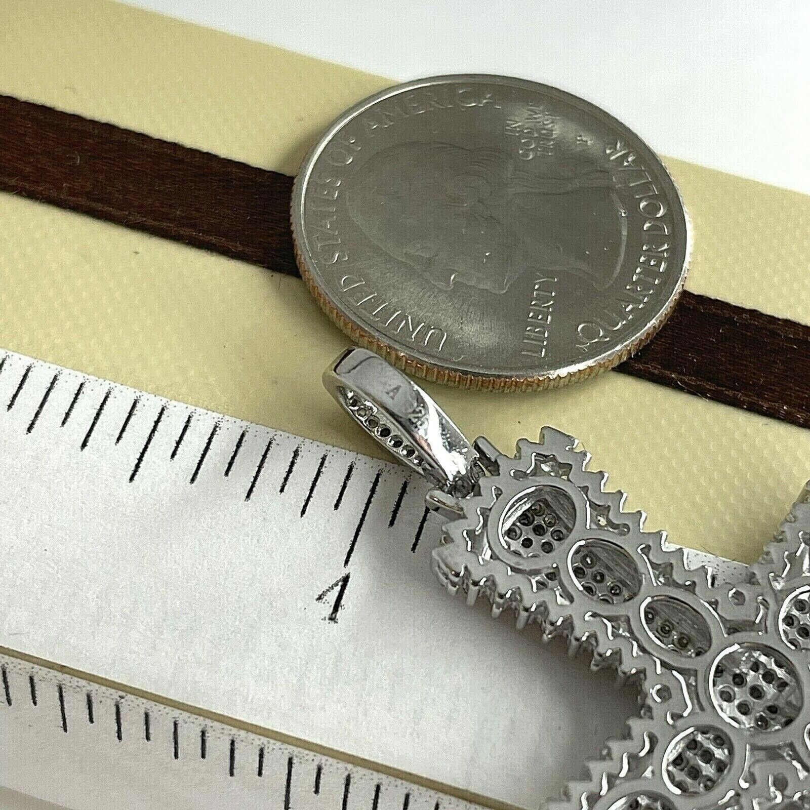 14K White Gold Finish 3Ct Lab Created Diamond Round Women Cross Charm Pendant