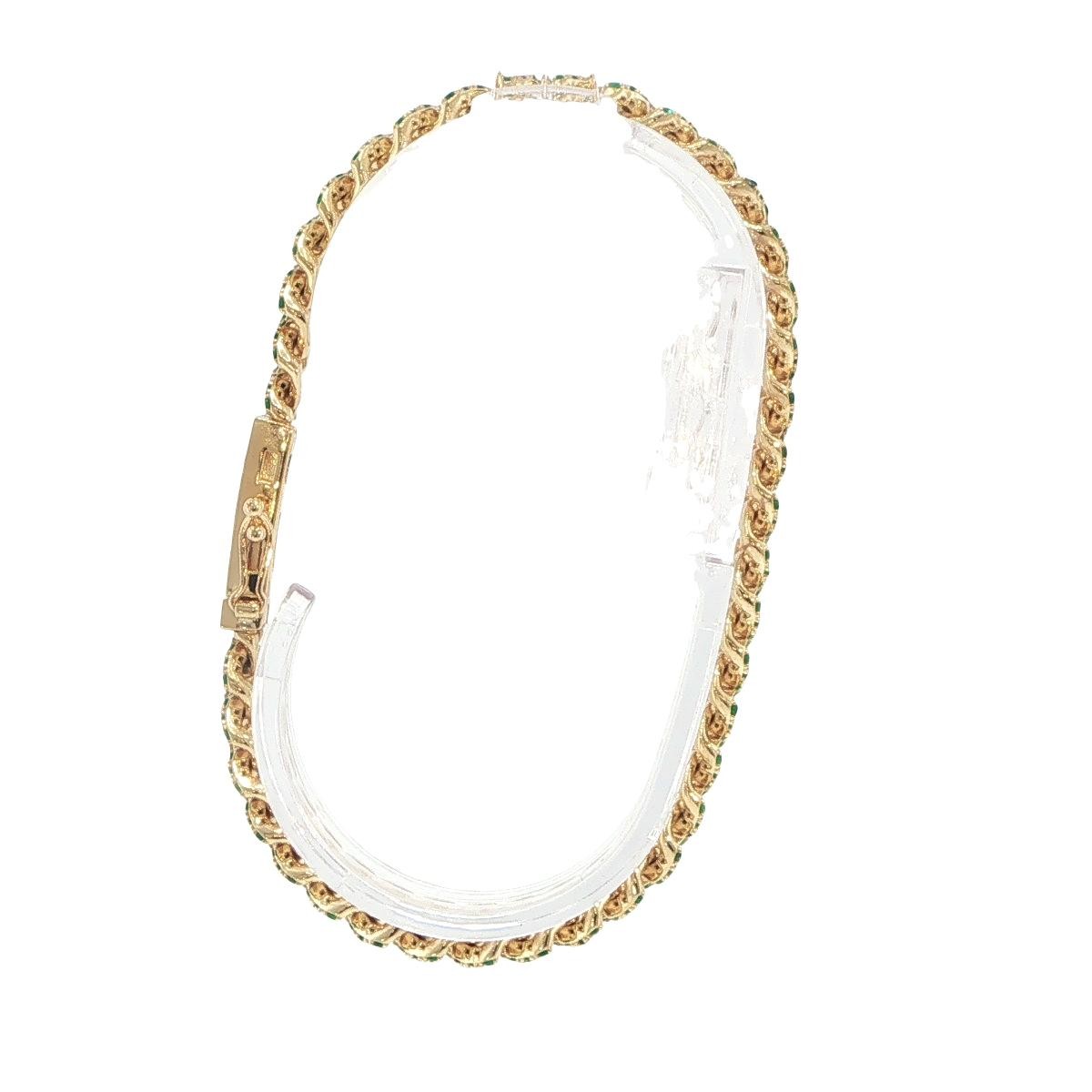 14K Yellow Gold Emerald Pave Curb Link Bracelet