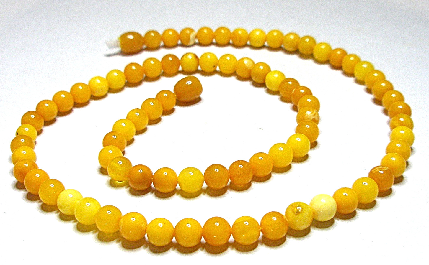 Baltic Amber Necklace Polished Round Beads Egg Yolk Butterscotch 46 cm – 18 inch