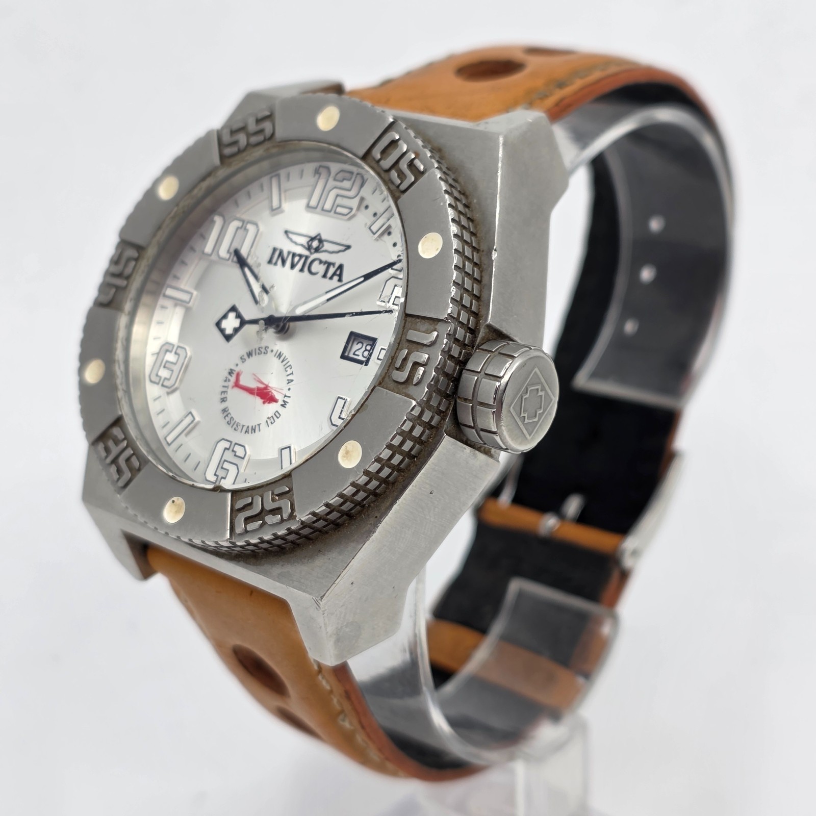 Invicta Swiss 0323 Quartz Silver Dial 48.5mm Mens Watch