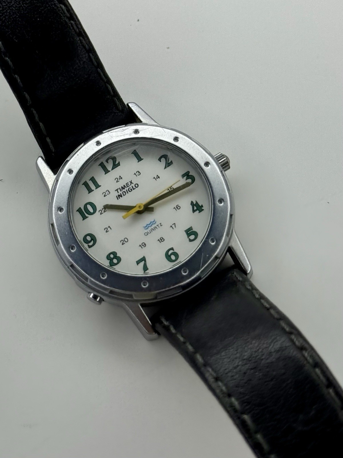 Vintage Timex Indiglo Quartz Backlit Military Style Wrist Watch 32mm 9” – Works