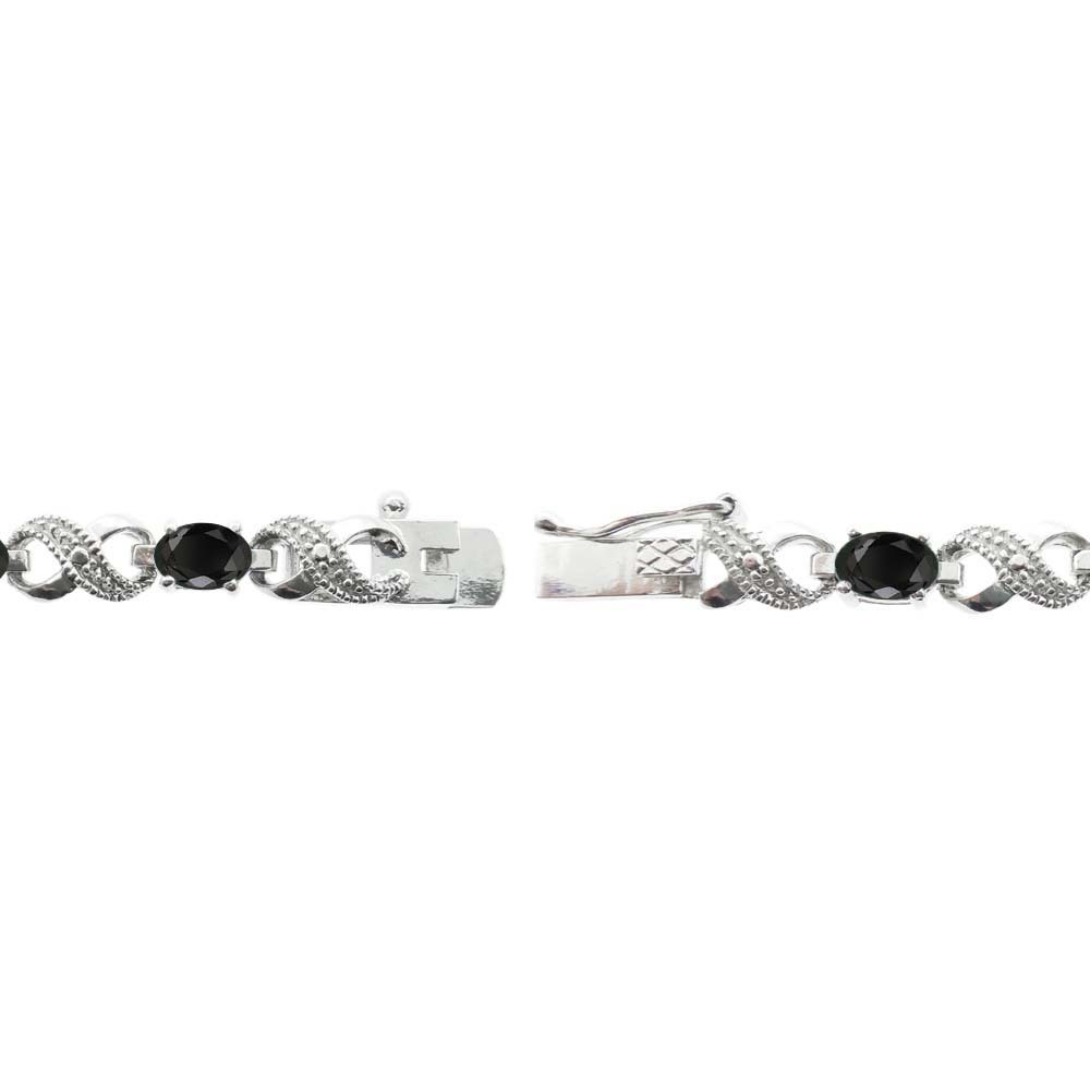 7.2ct TGW Genuine Black Sapphire & 1 Diamond Accent Infinity Bracelet in Brass